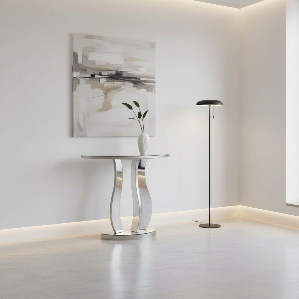 ACCENT TABLE - 36"L / BRUSHED SILVER / MIRROR