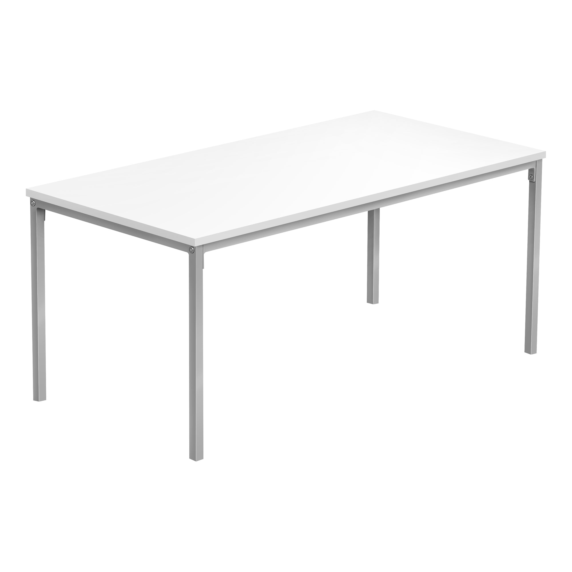 COFFEE TABLE - 40"L / WHITE / SILVER METAL