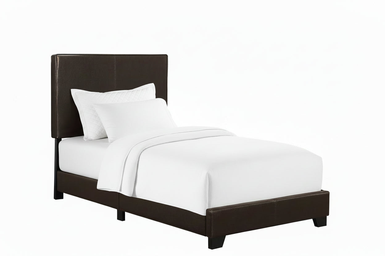 LIT - TAILLE SIMILI CUIR MARRON FONCÉ