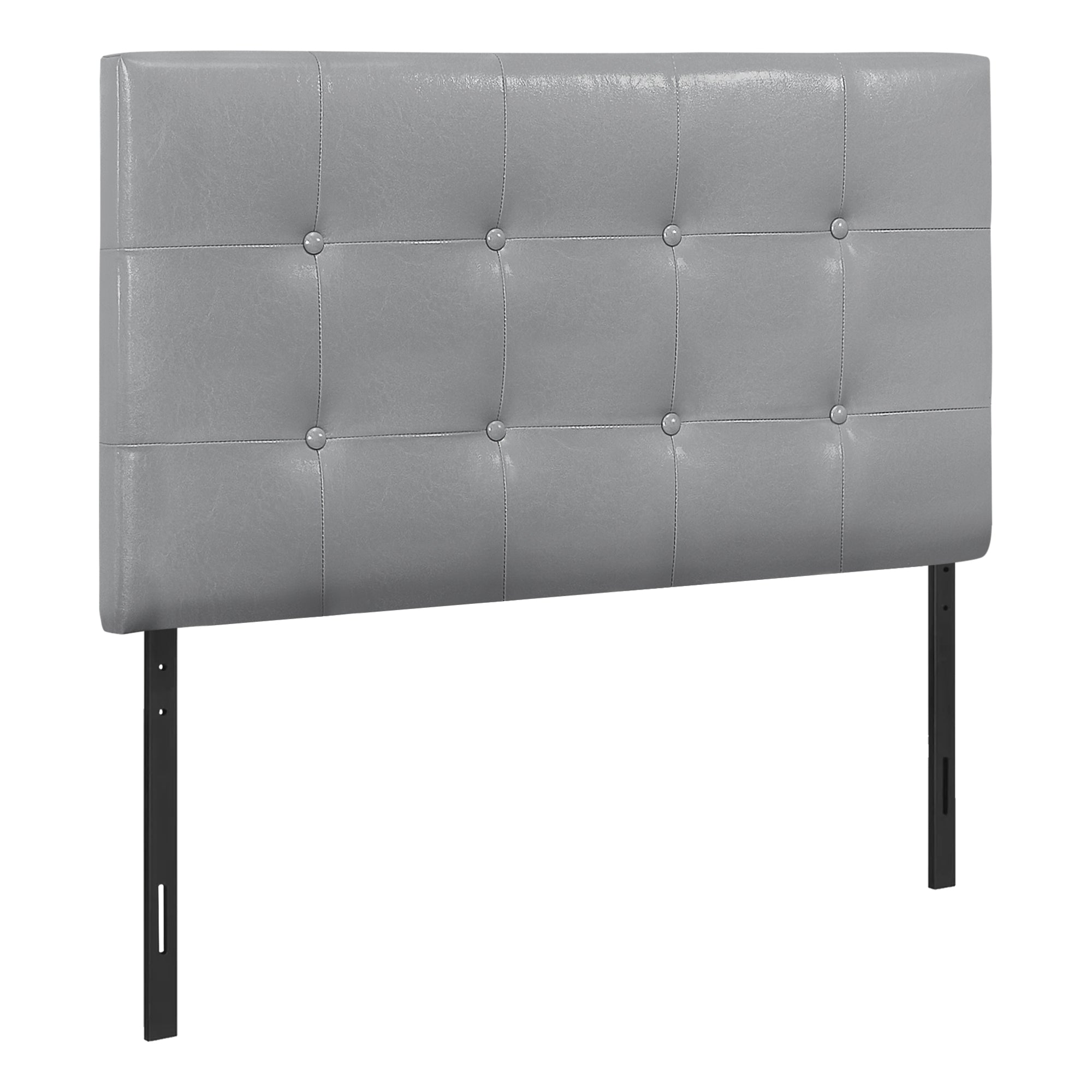 BED - TWIN SIZE / GREY LEATHER-LOOK HEADBOARD ONLY