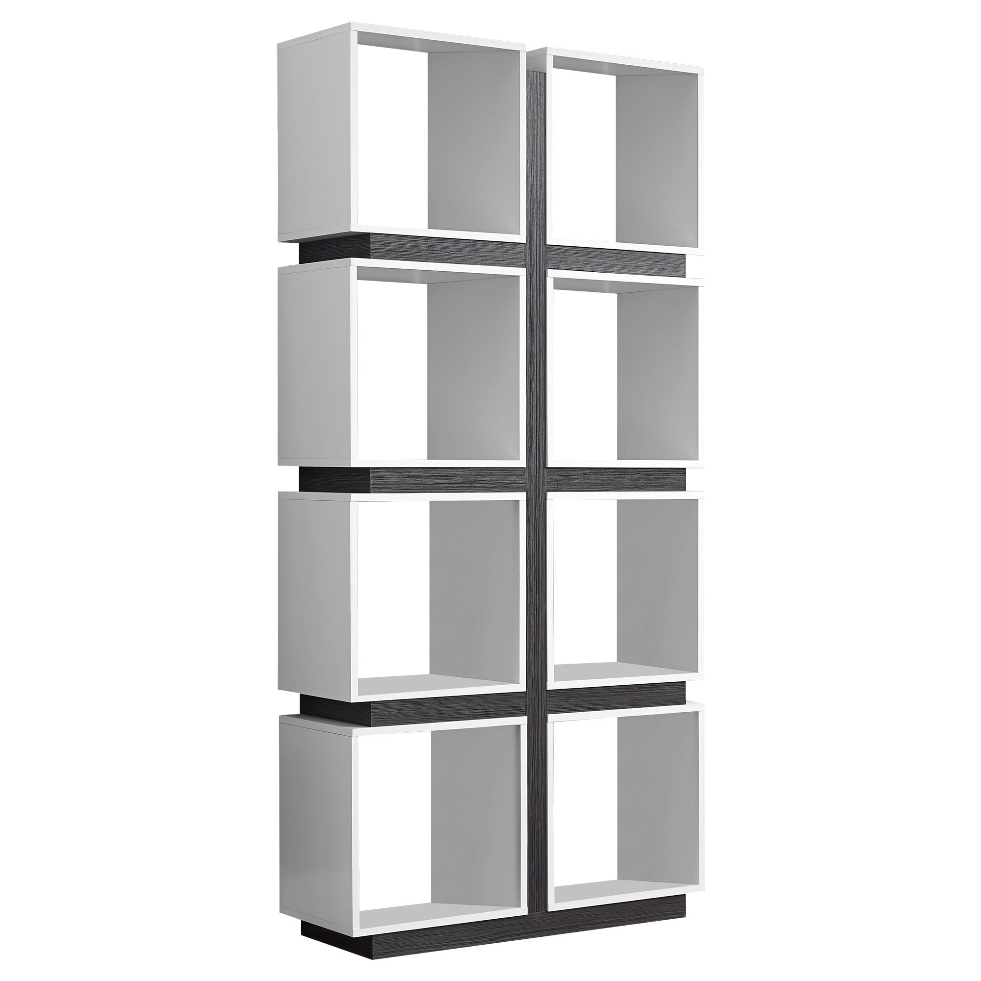 BOOKCASE - 71"H / WHITE / GREY