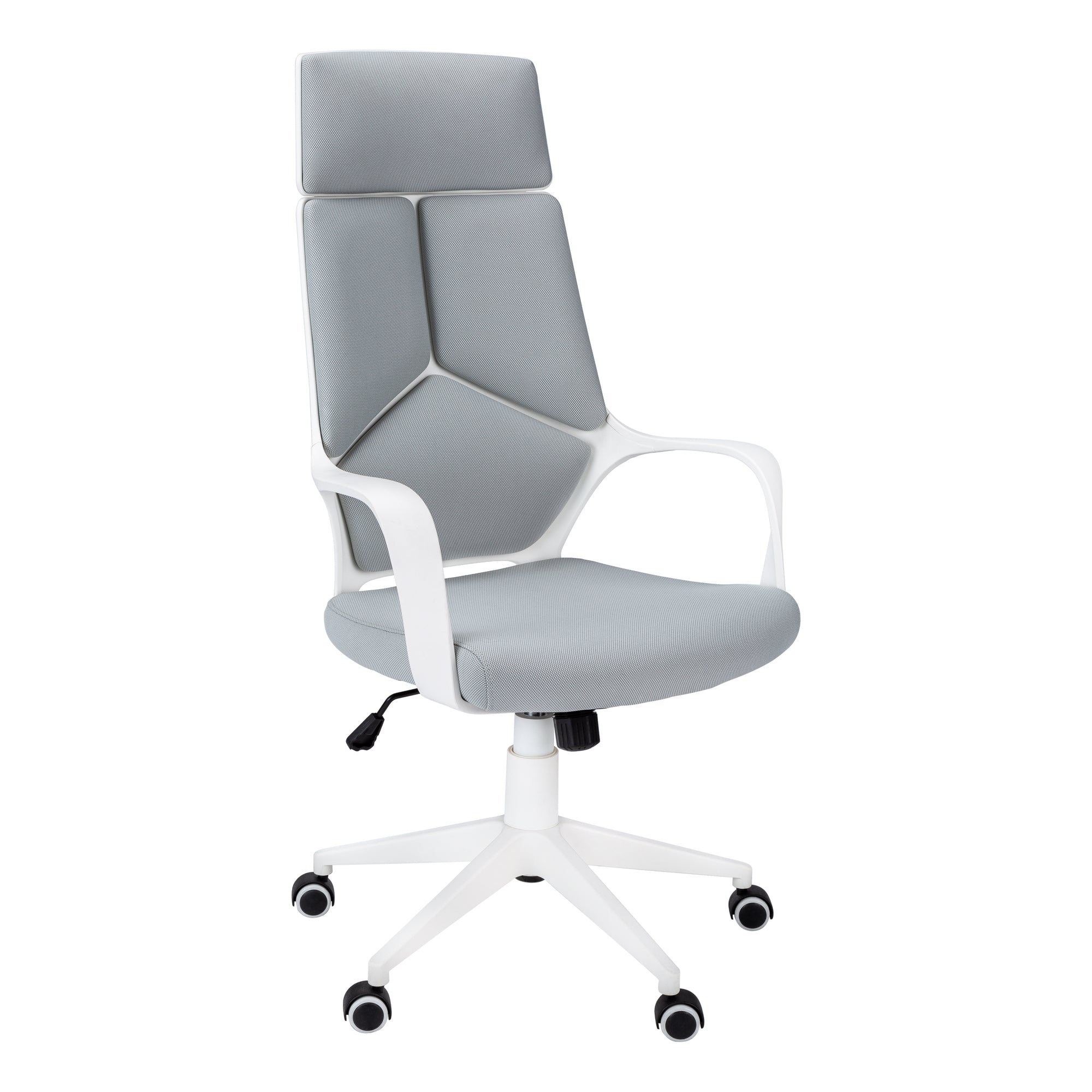 OFFICE CHAIR - WHITE / GREY FABRIC / HIGH BACK EXECUTIVE