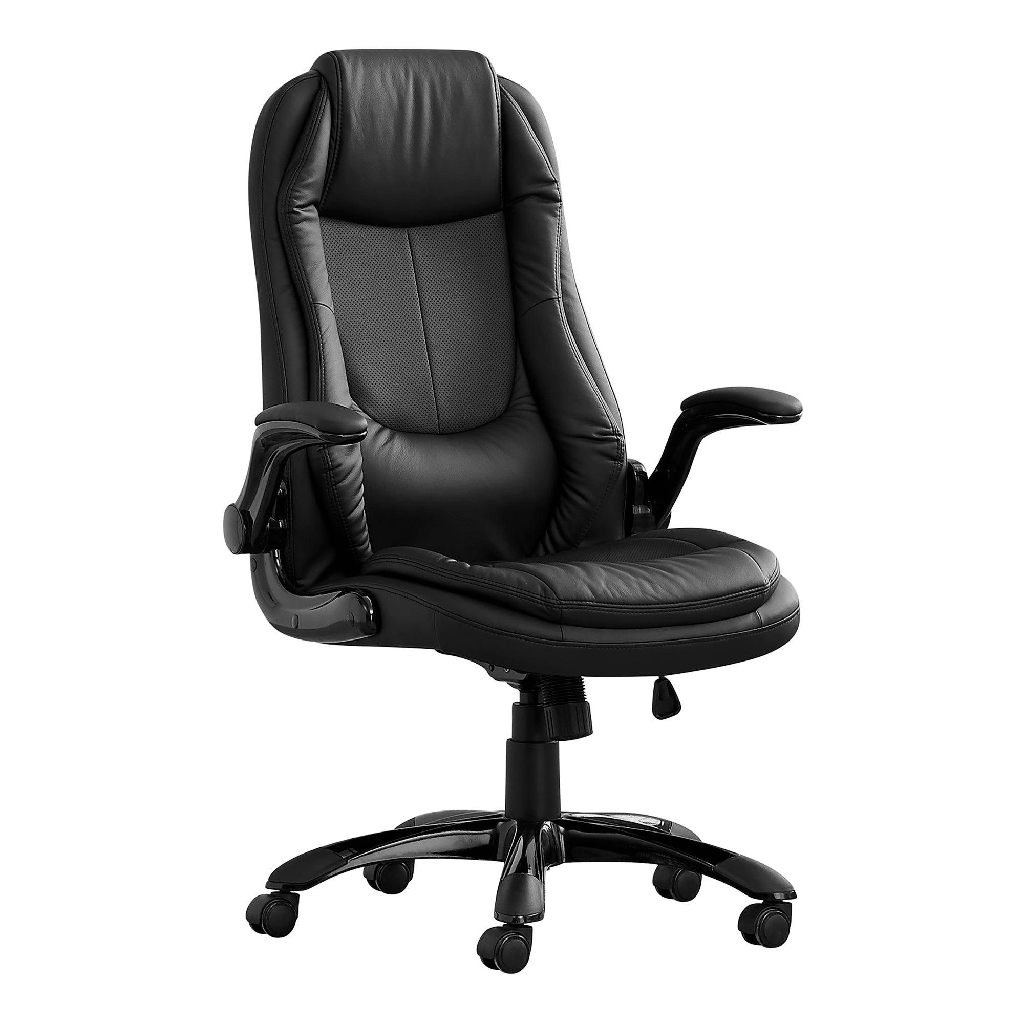CHAISE DE BUREAU - SIMILI CUIR NOIR / DOSSIER HAUT EXECUTIVE