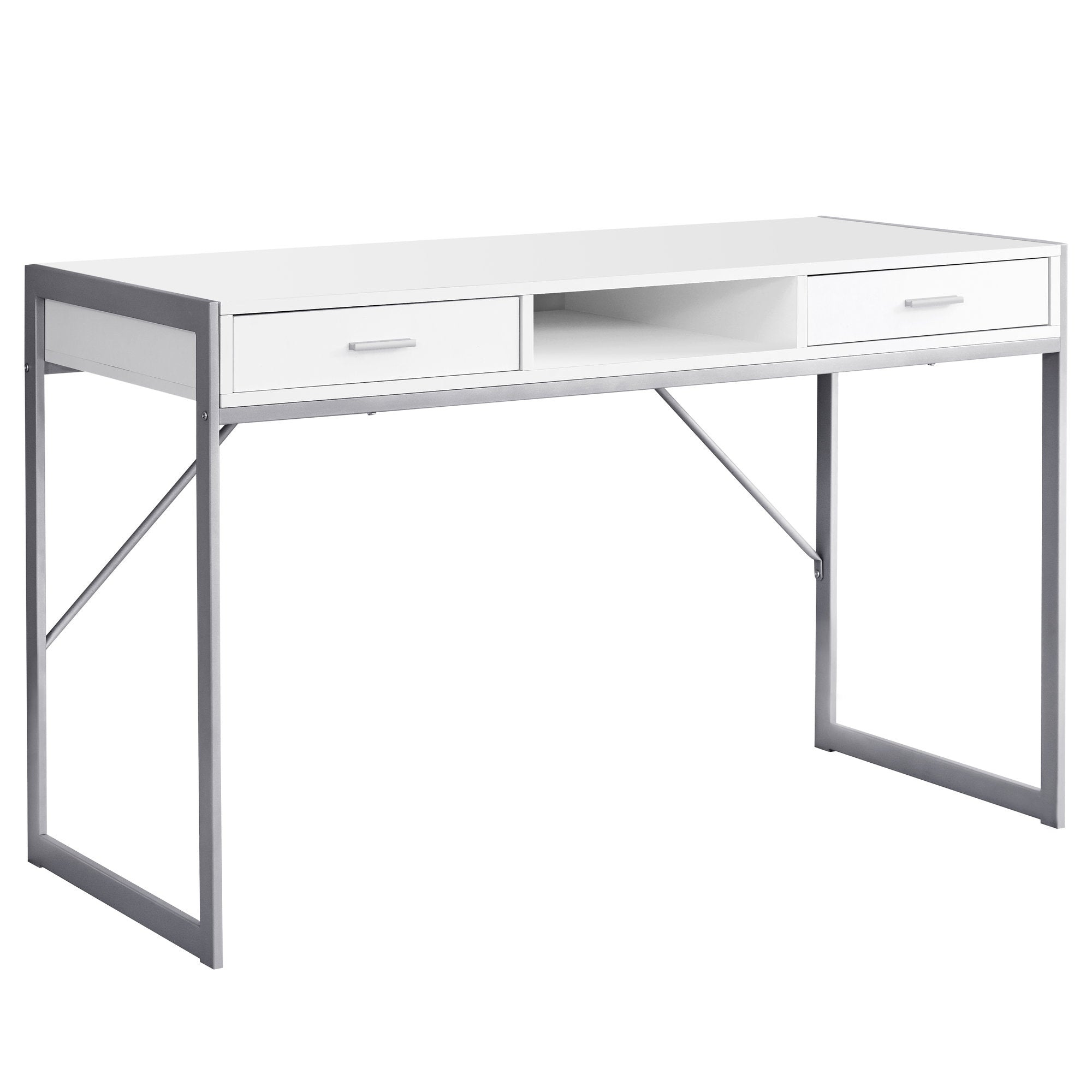 COMPUTER DESK - 48"L / WHITE / SILVER METAL
