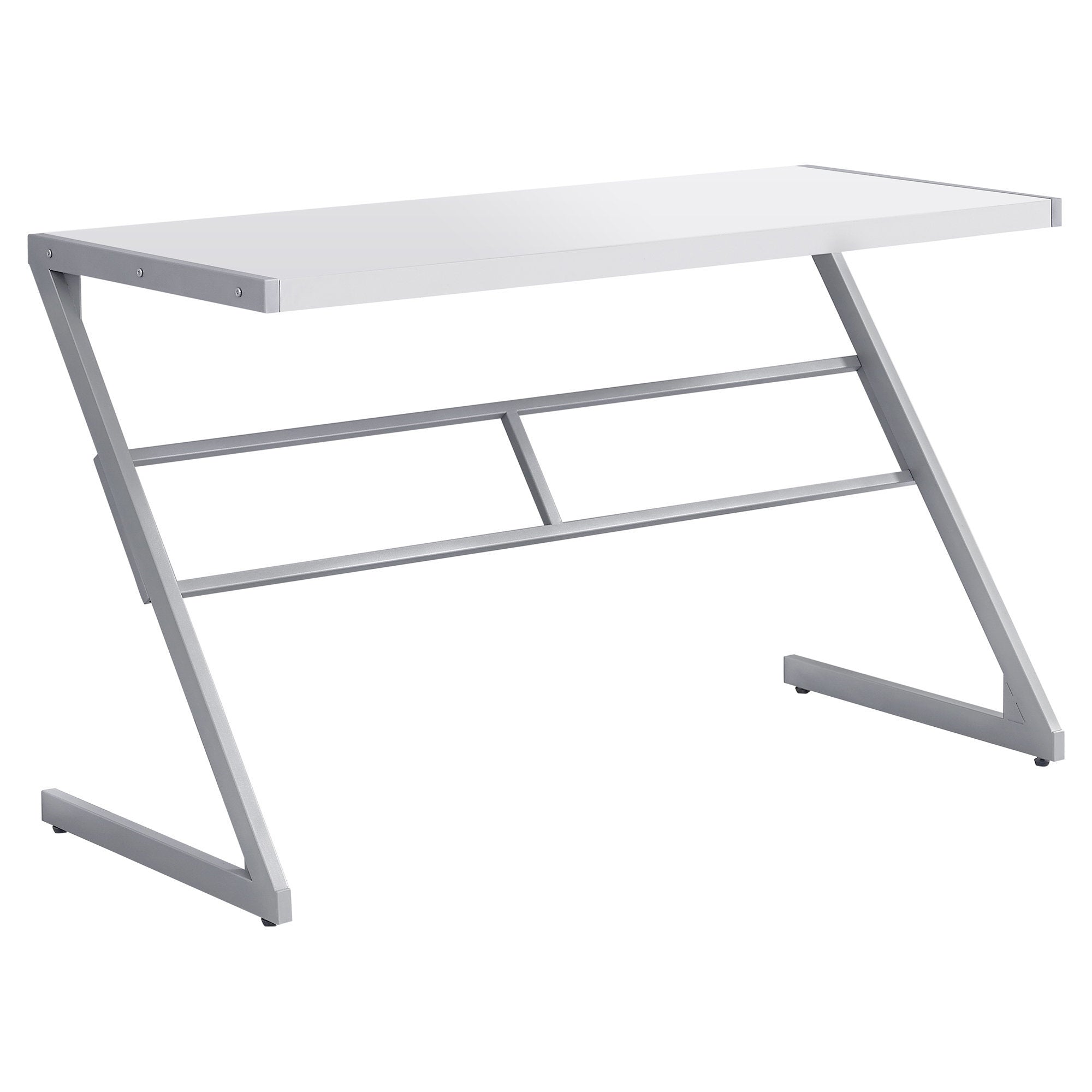 COMPUTER DESK - 48"L / WHITE / SILVER METAL