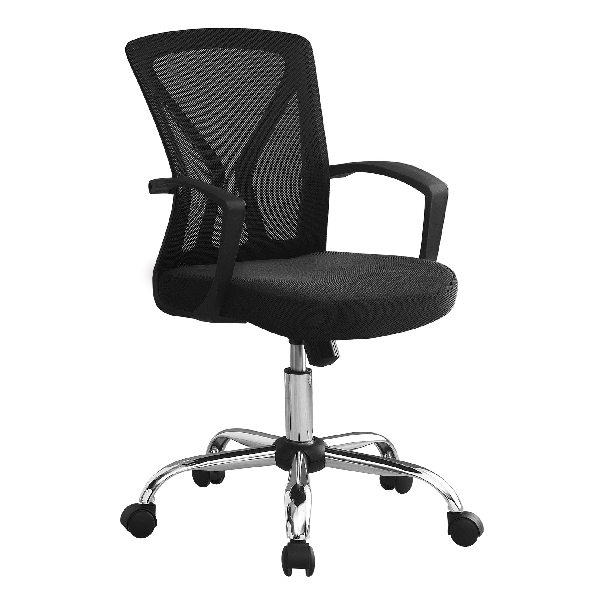CHAISE DE BUREAU - BASE NOIRE / CHROMÉE SUR ROULETTES