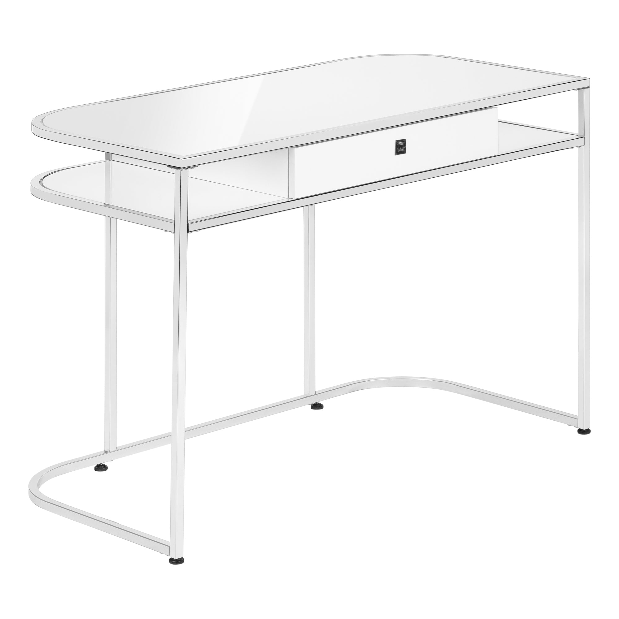 BUREAU D'ORDINATEUR - 48"L / BLANC BRILLANT / MÉTAL CHROME