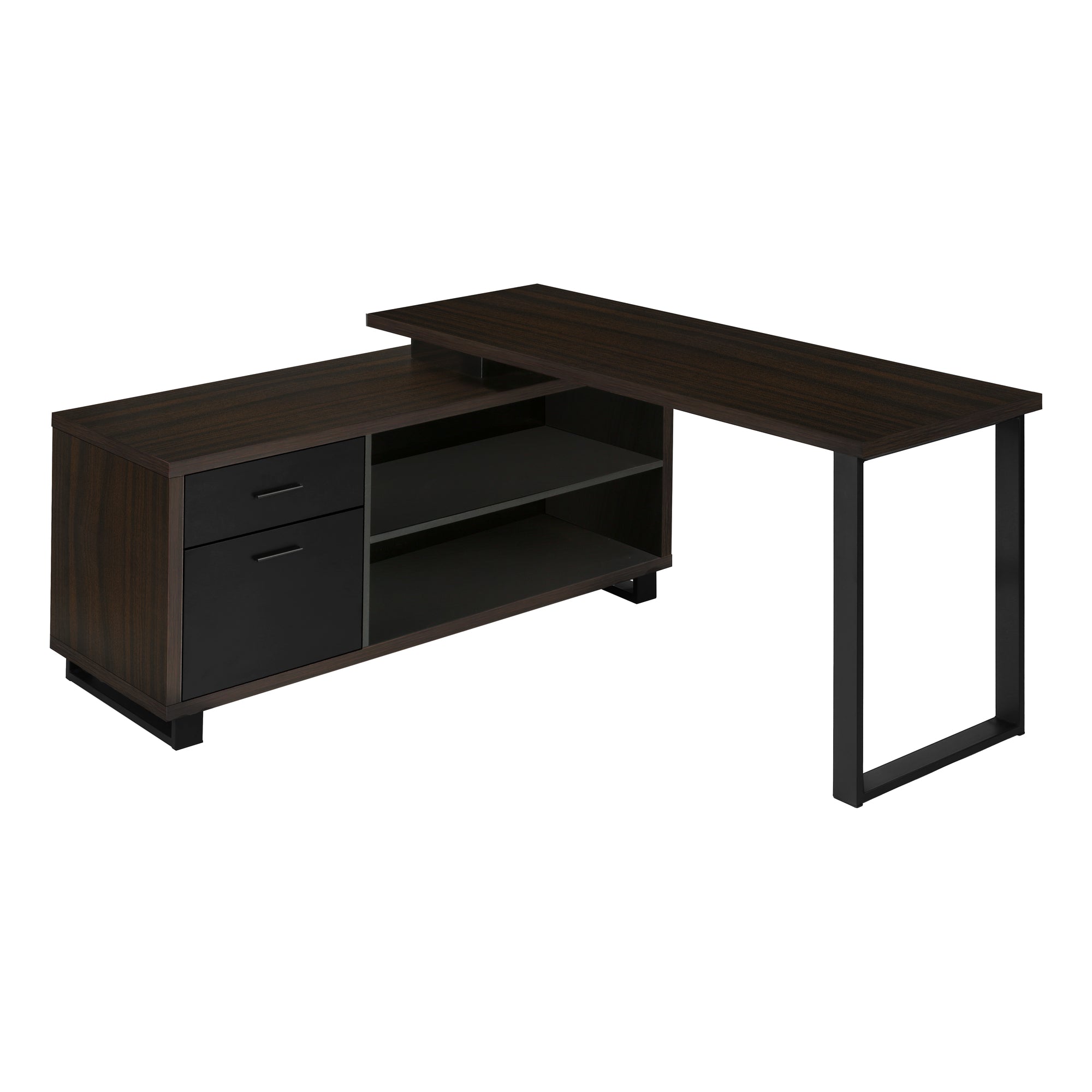 BUREAU D'ORDINATEUR - 72"L ESPRESSO / NOIR D'ANGLE EXÉCUTIF