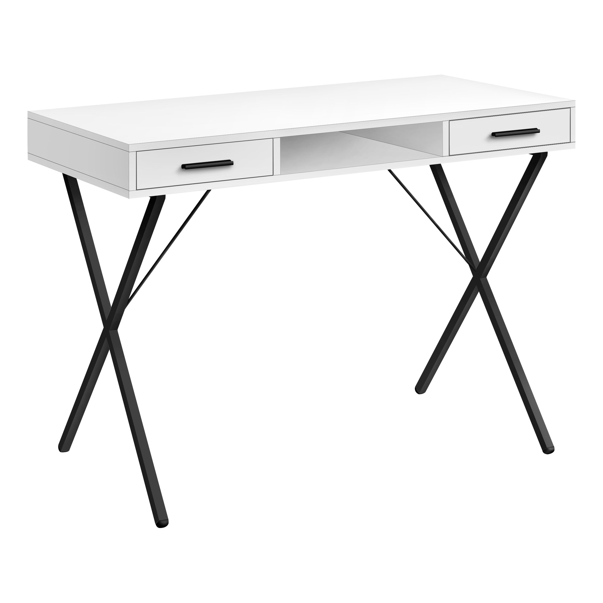 BUREAU D'ORDINATEUR - 42"L / BLANC / MÉTAL NOIR