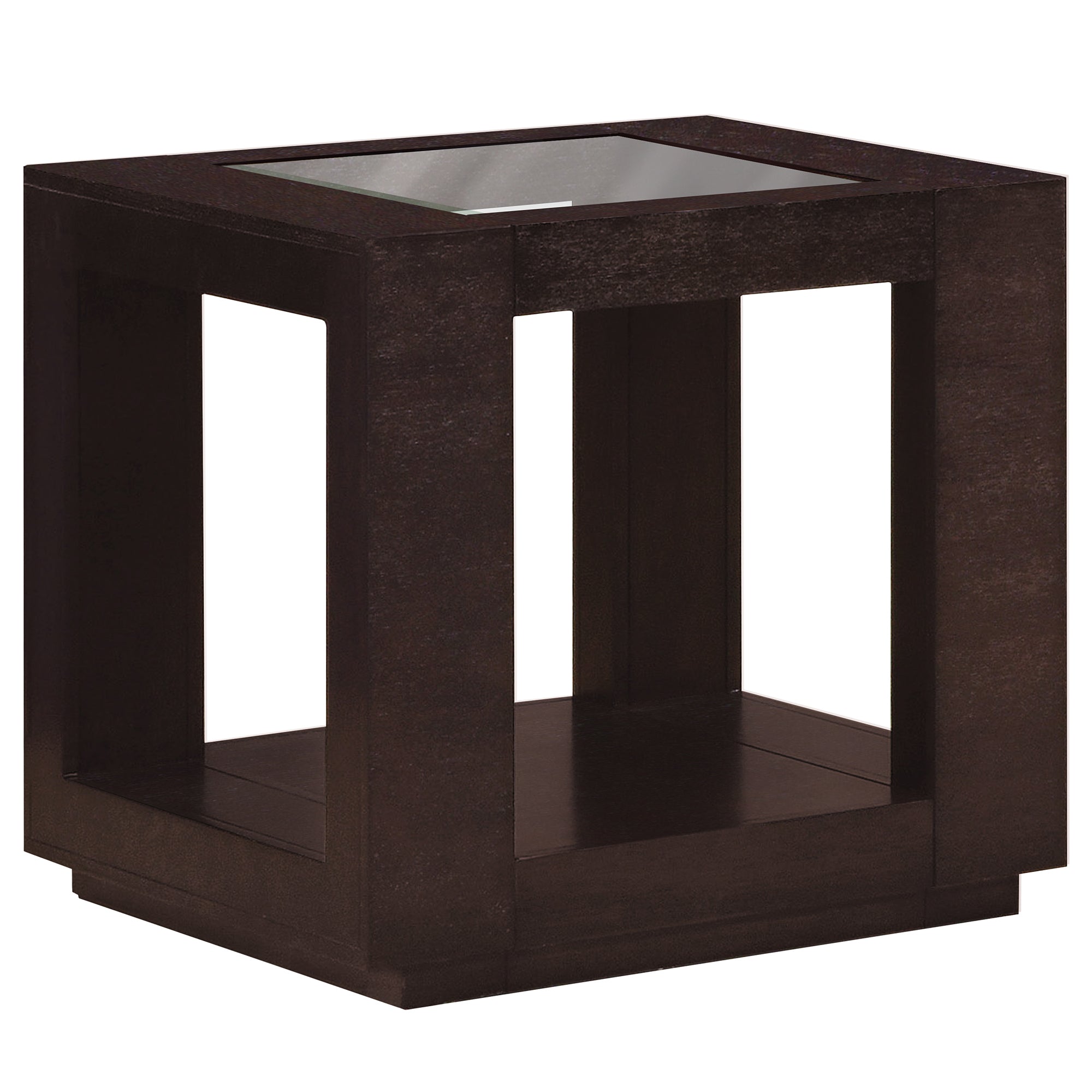 ACCENT TABLE - ESPRESSO VENEER WITH GLASS INSERT