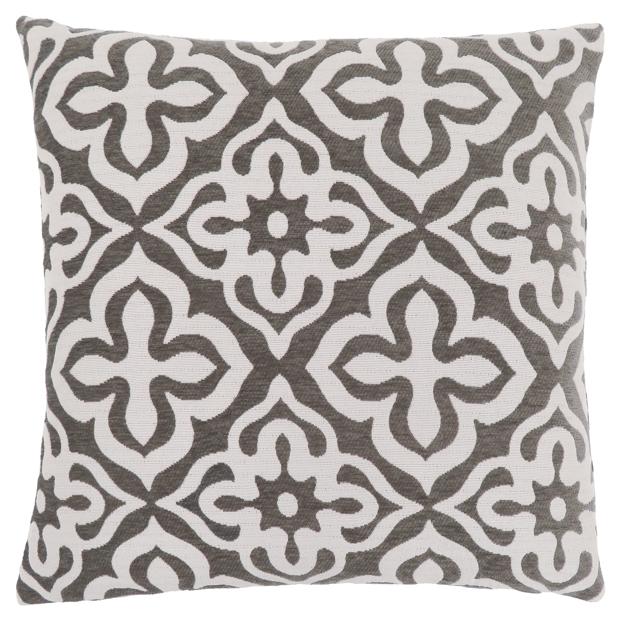 PILLOW - 18"X 18" / DARK TAUPE MOTIF DESIGN / 1PC