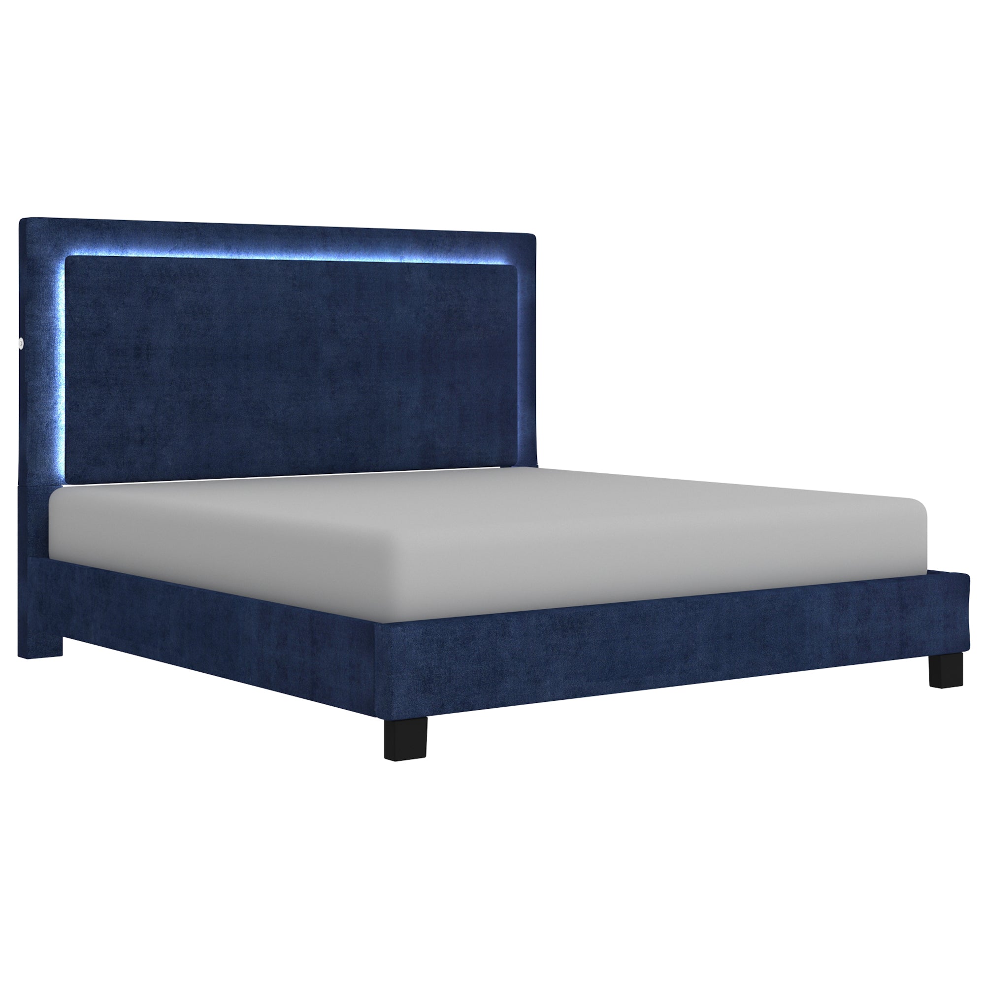 Lumina 78" King Platform Bed w/Light in Blue