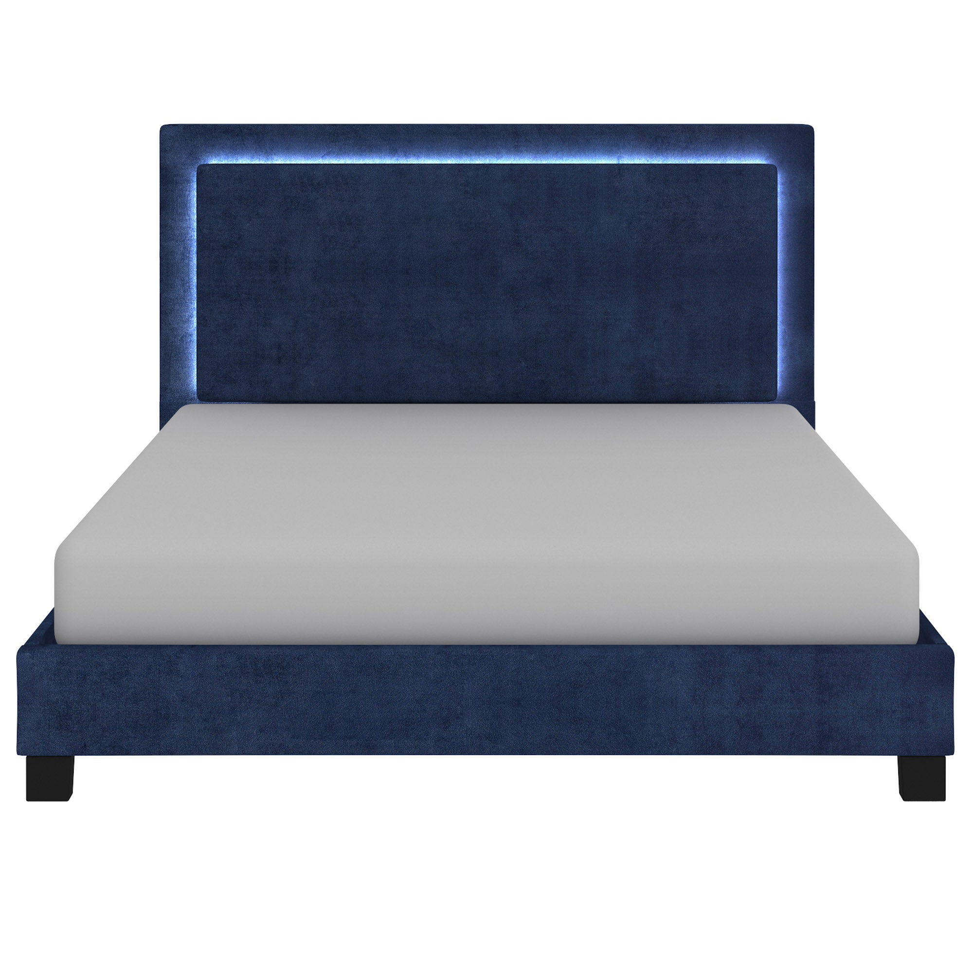 Lumina 78" King Platform Bed w/Light in Blue