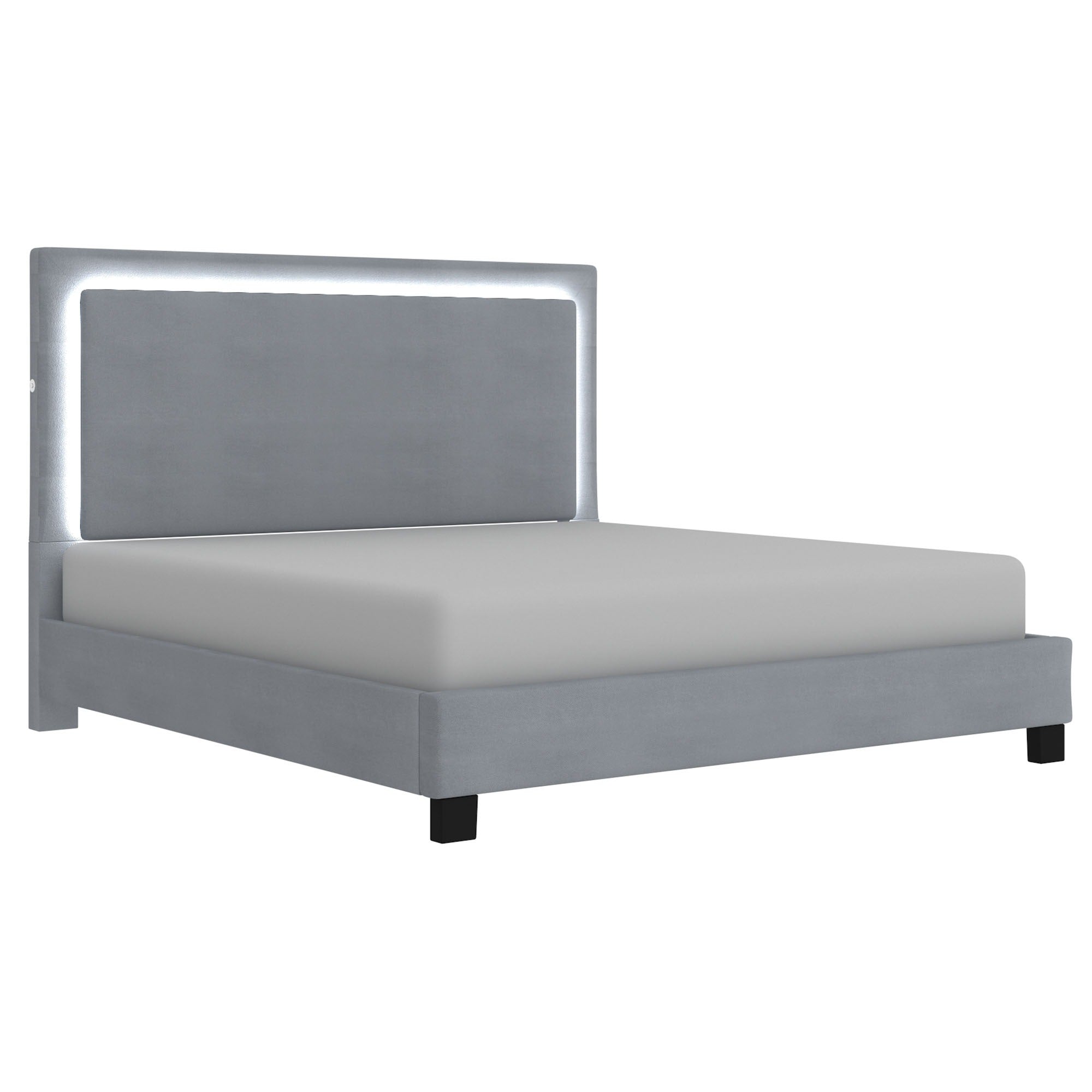 Lumina 78" King Platform Bed w/Light in Blue