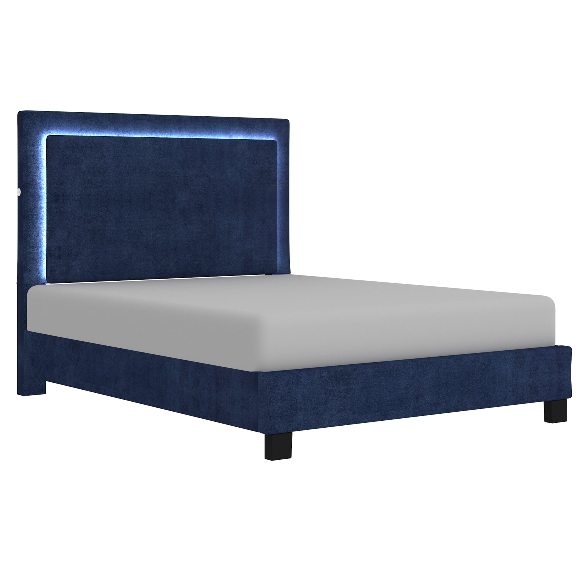 Lumina 60" Queen Platform Bed w/Light in Blue