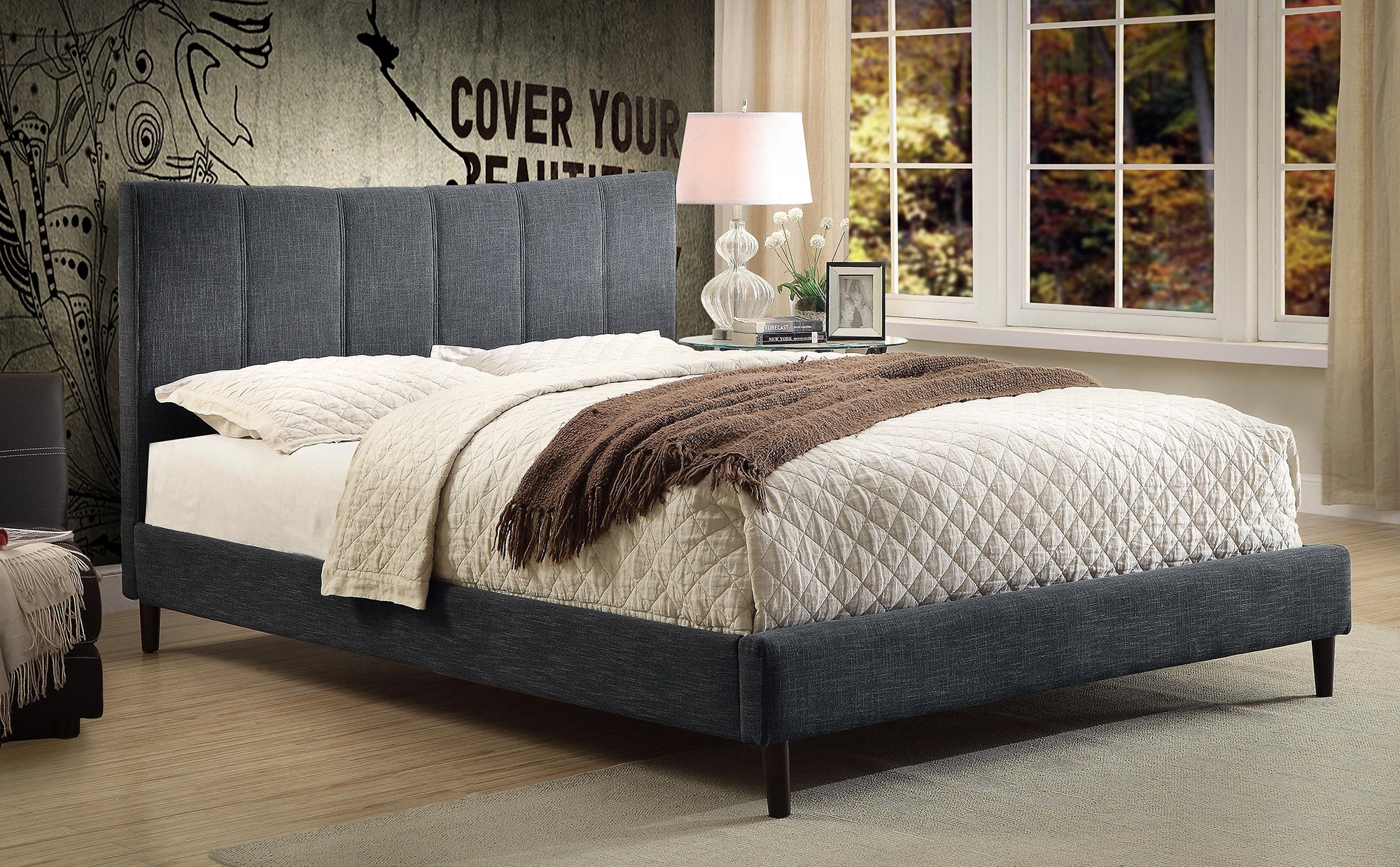 Rimo 78" King Platform Bed in Grey