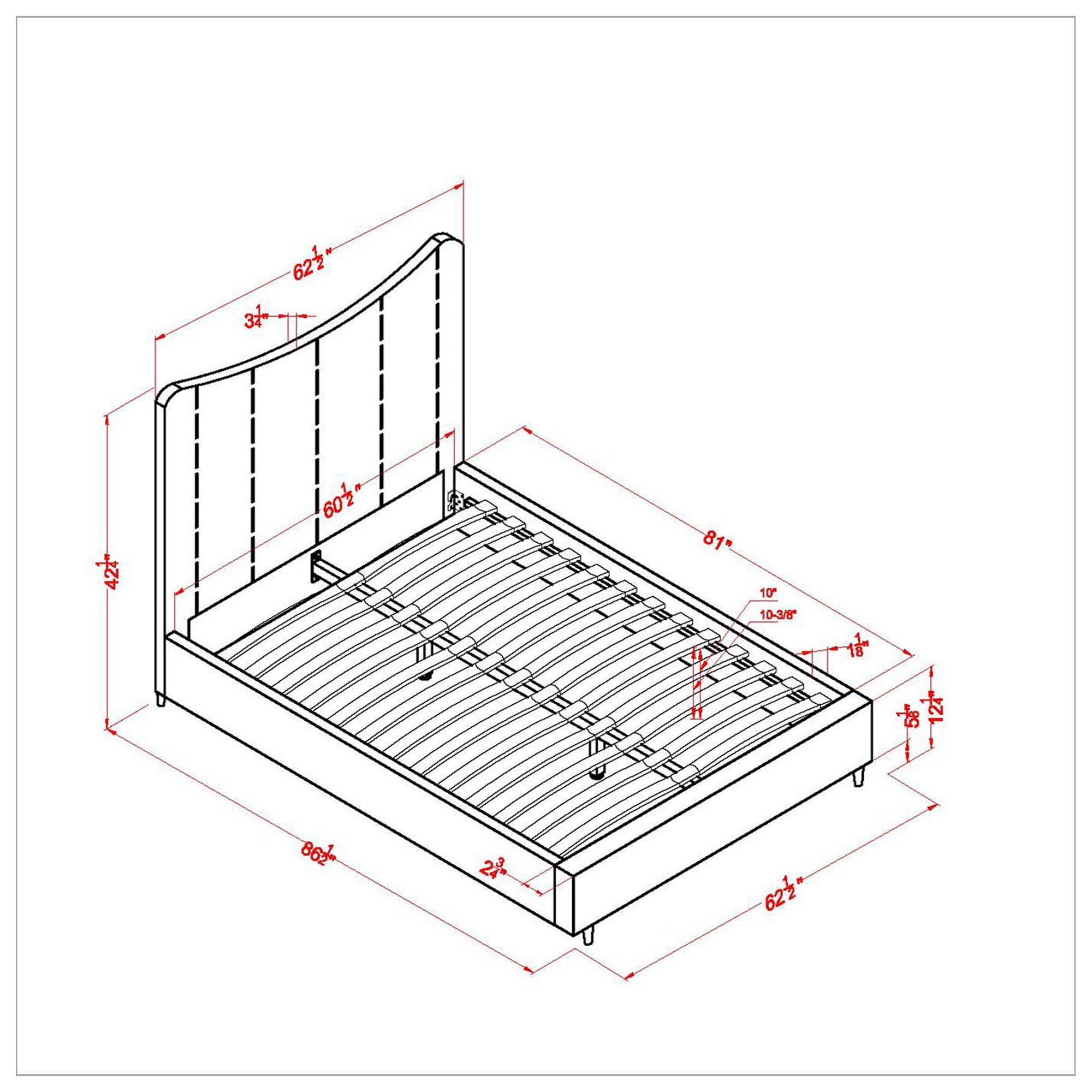 Rimo 60" Queen Platform Bed in Grey