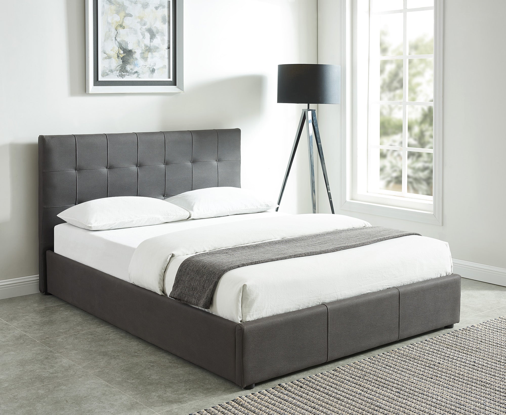 Extara 60" Queen Platform Bed w/Storage in Grey