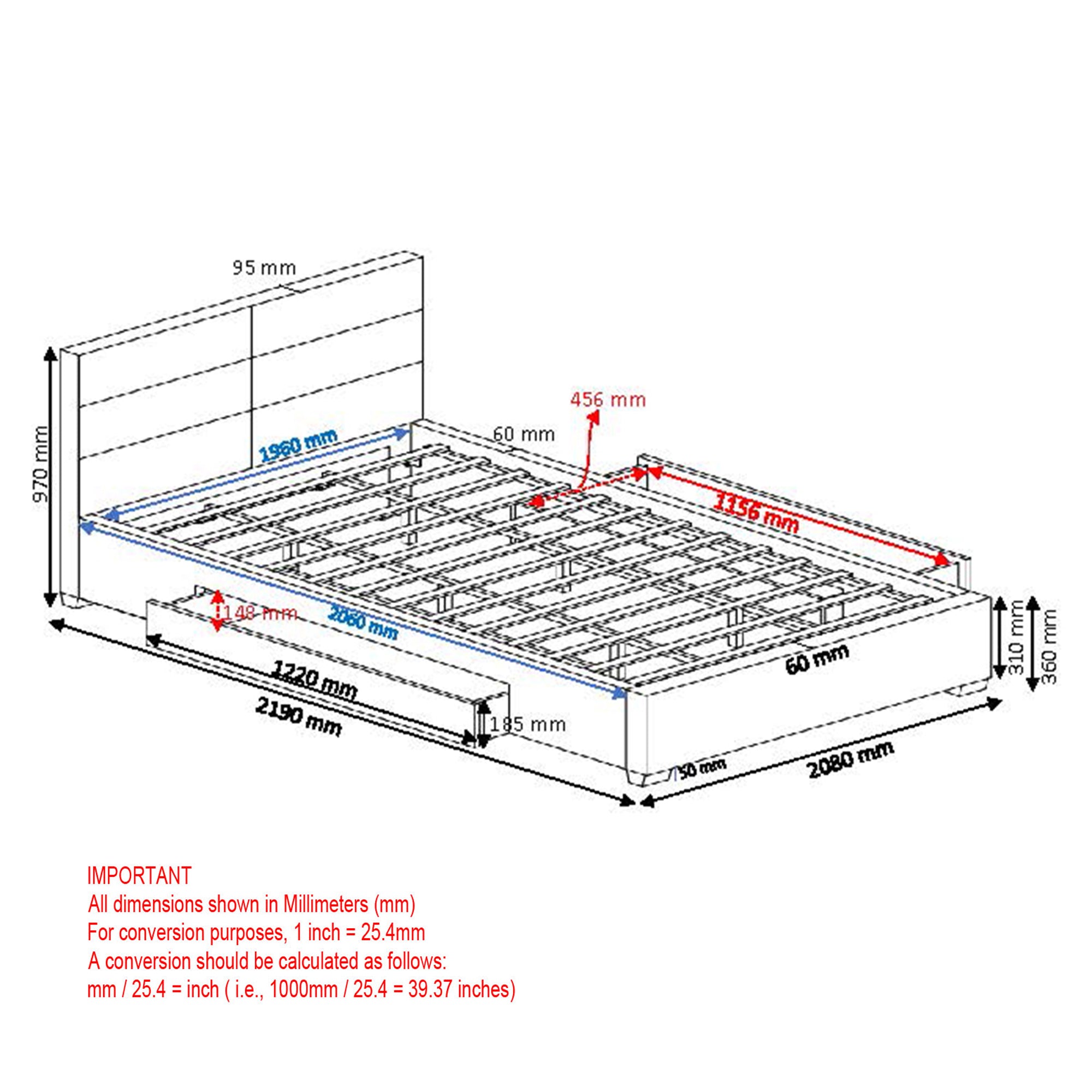 Emilio 78" King Platform Bed w/Drawers in Charcoal