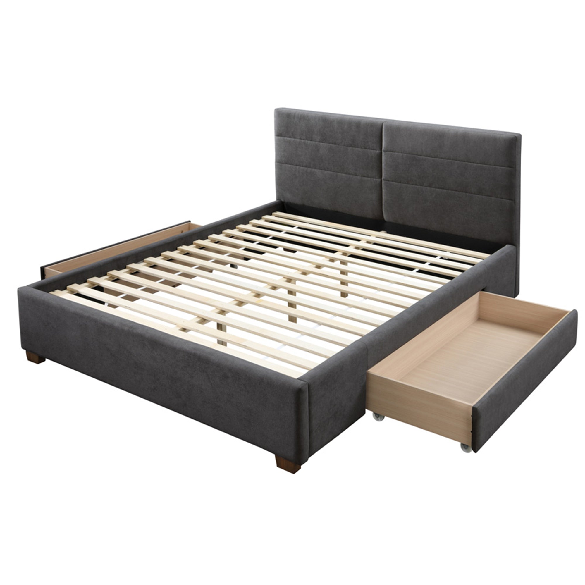 Emilio 60" Queen Platform Bed w/Drawer in Charcoal