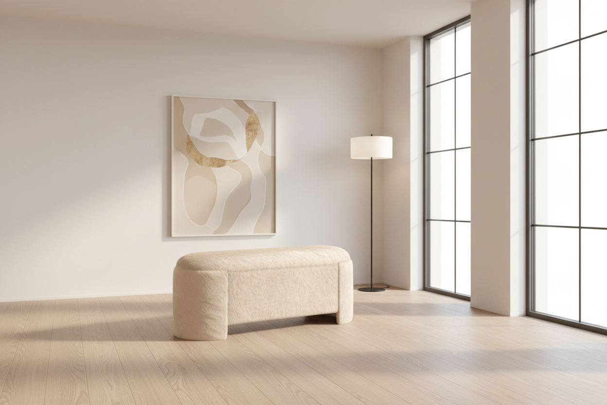 Selene Storage Ottoman in Dark Beige