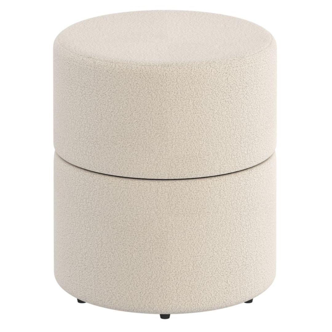 Novar Round Swivel Ottoman in Cream Boucle