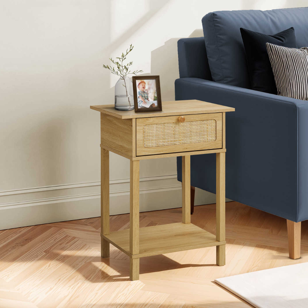 ACCENT TABLE - 24"H / NATURAL / NATURAL DRAWER