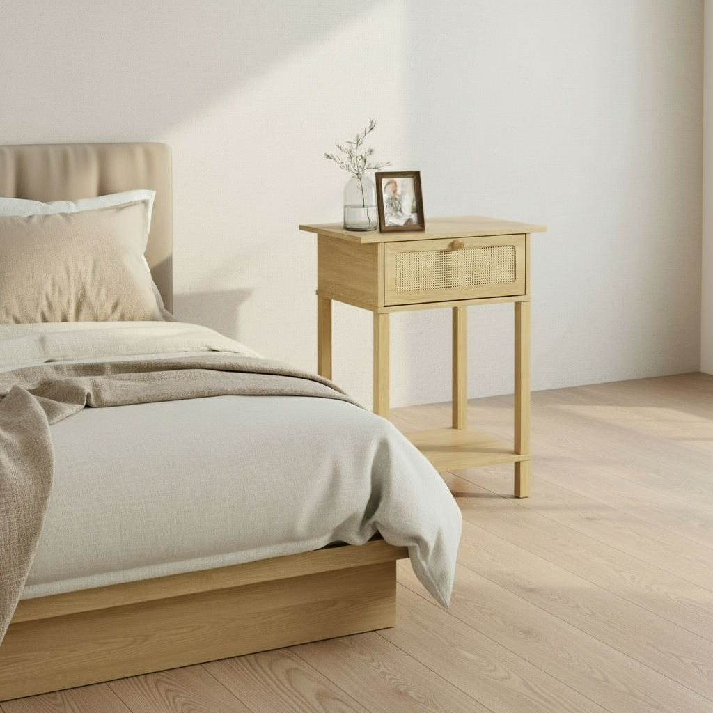 TABLE D'APPOINT - 24"H / NATUREL / TIROIR NATUREL