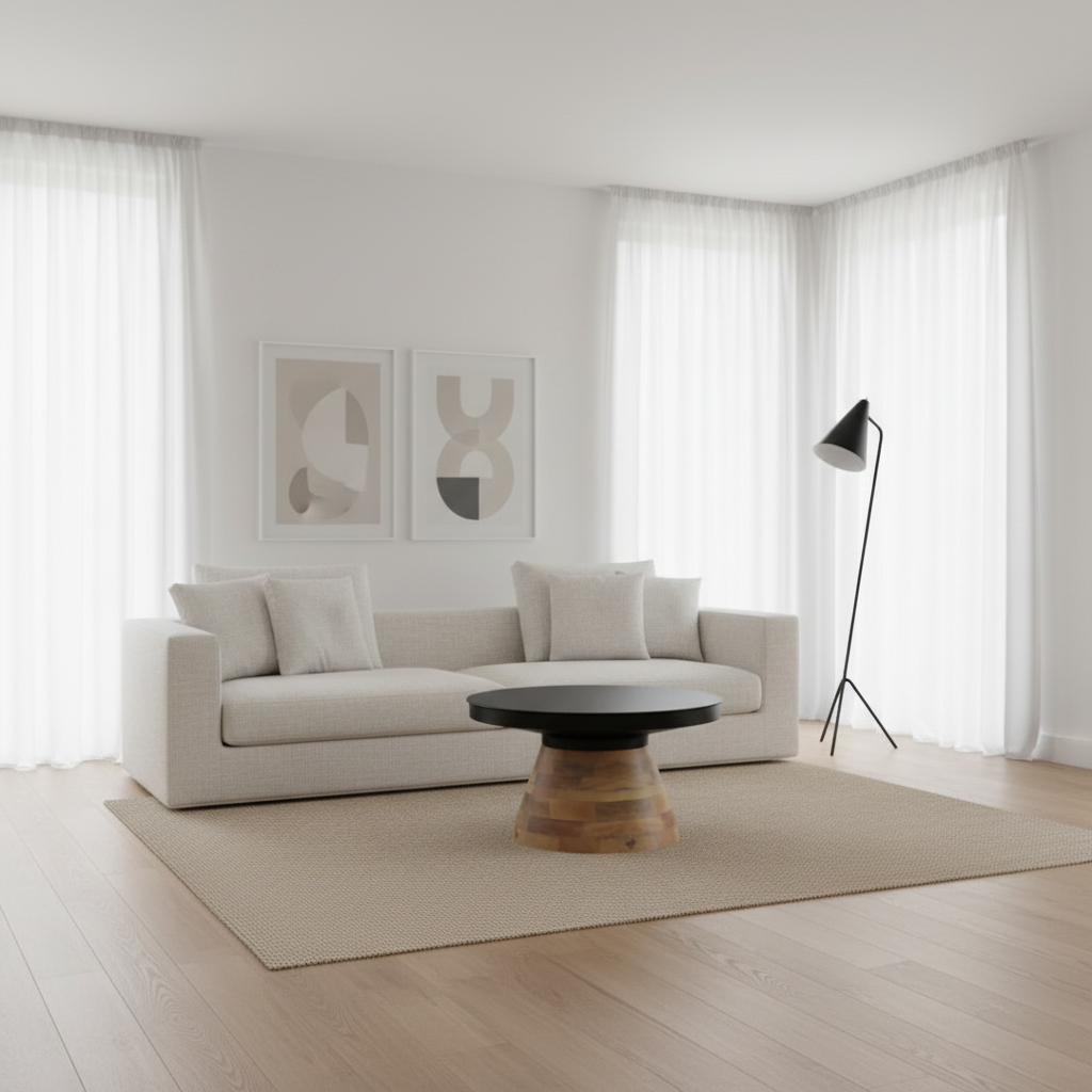 Table basse ronde Boden en noir et noyer