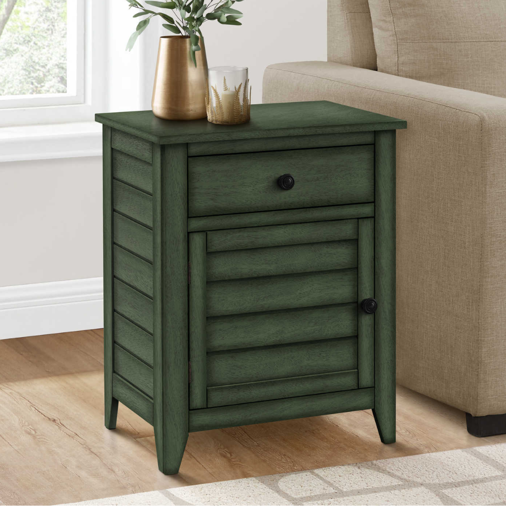 ACCENT TABLE - 25"H / ANTIQUE GREEN VENEER END TABLE