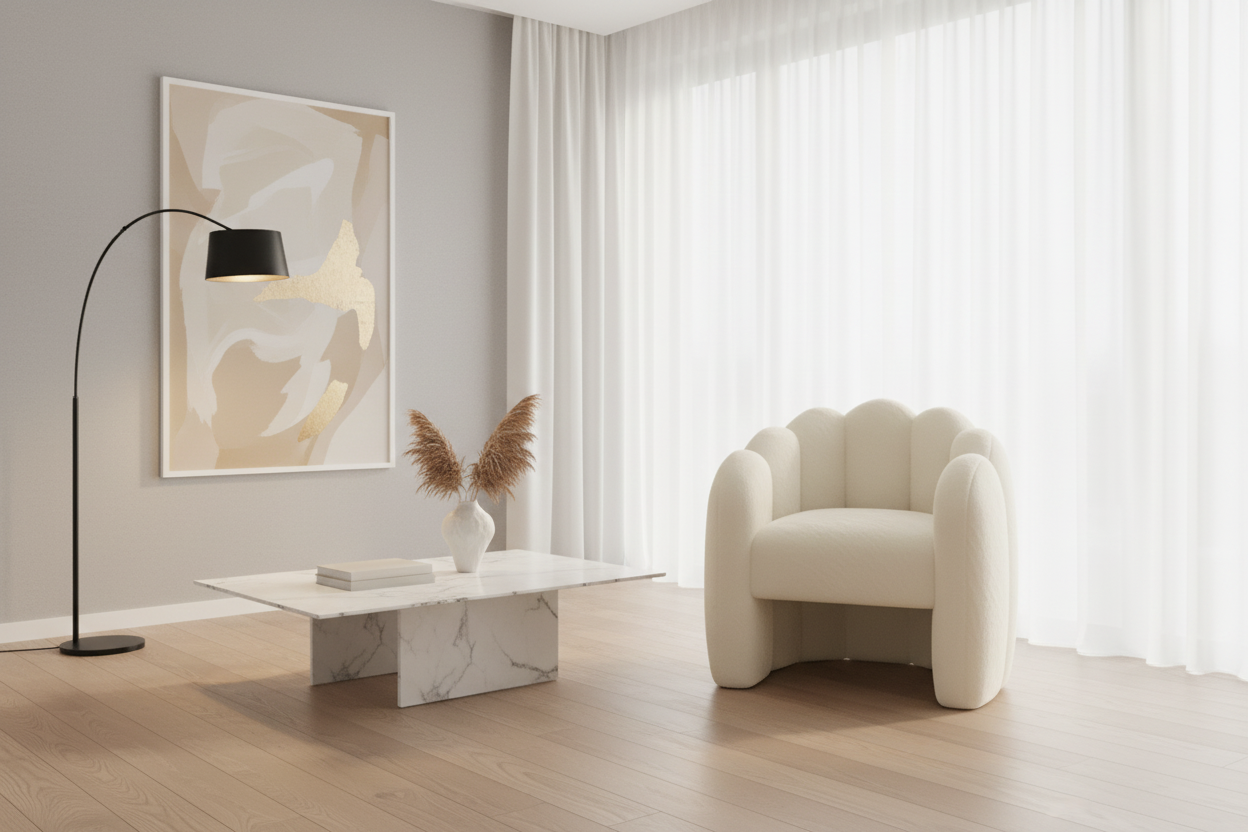 Fauteuil d'appoint Pandora en ivoire