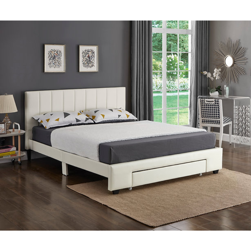 IF-5482 White PU Double Bed