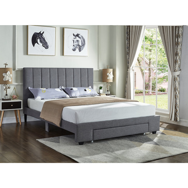 IF-5483 Grey Fabric Double Bed