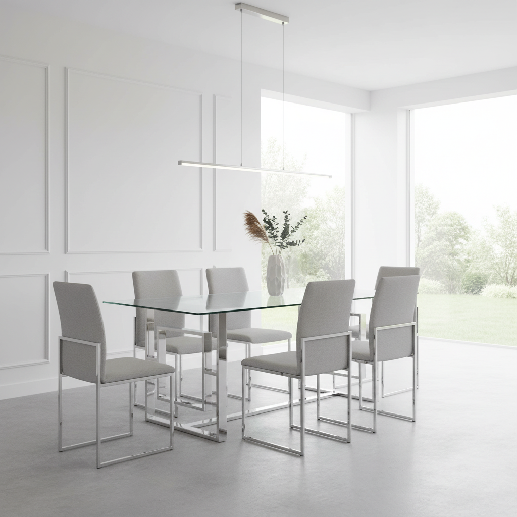 Eros Rectangular Dining Table in Silver
