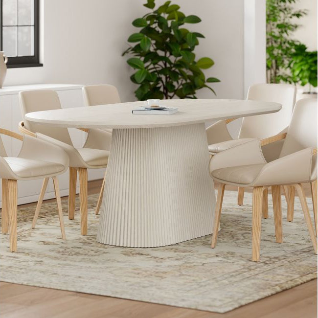 Tovas Oval Dining Table in Ivory