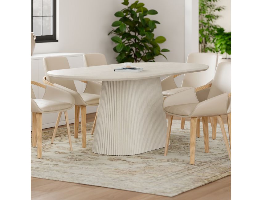 Tovas Oval Dining Table in Ivory