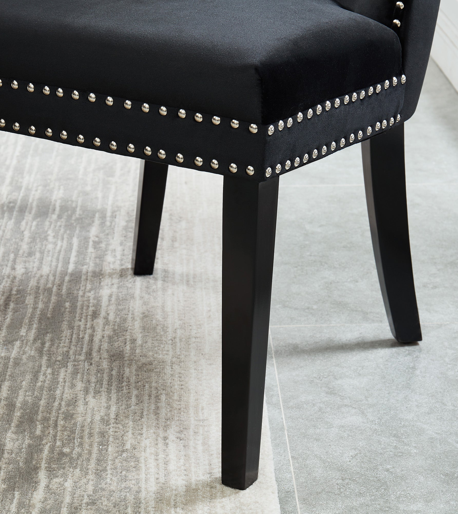 Rizzo Dining Chair, Velvet, Set of 2 in Black