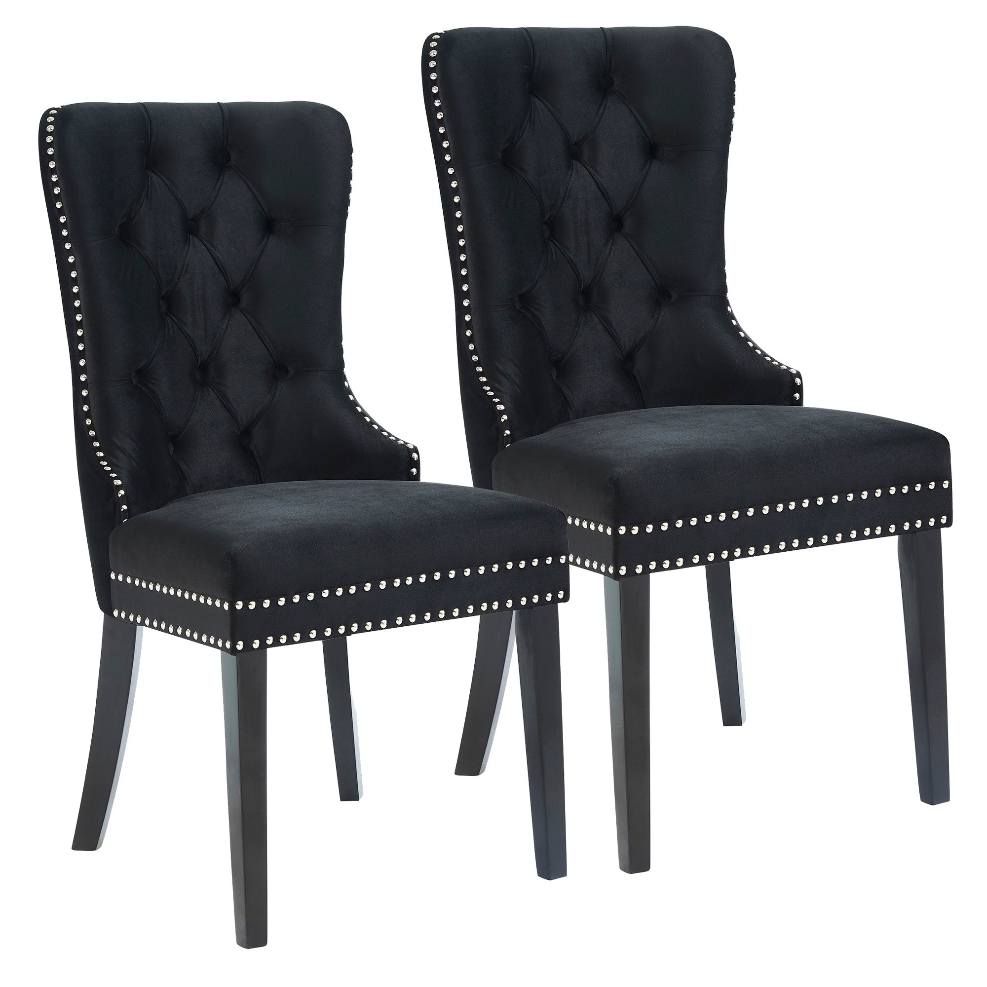 Rizzo Dining Chair, Velvet, Set of 2 in Black