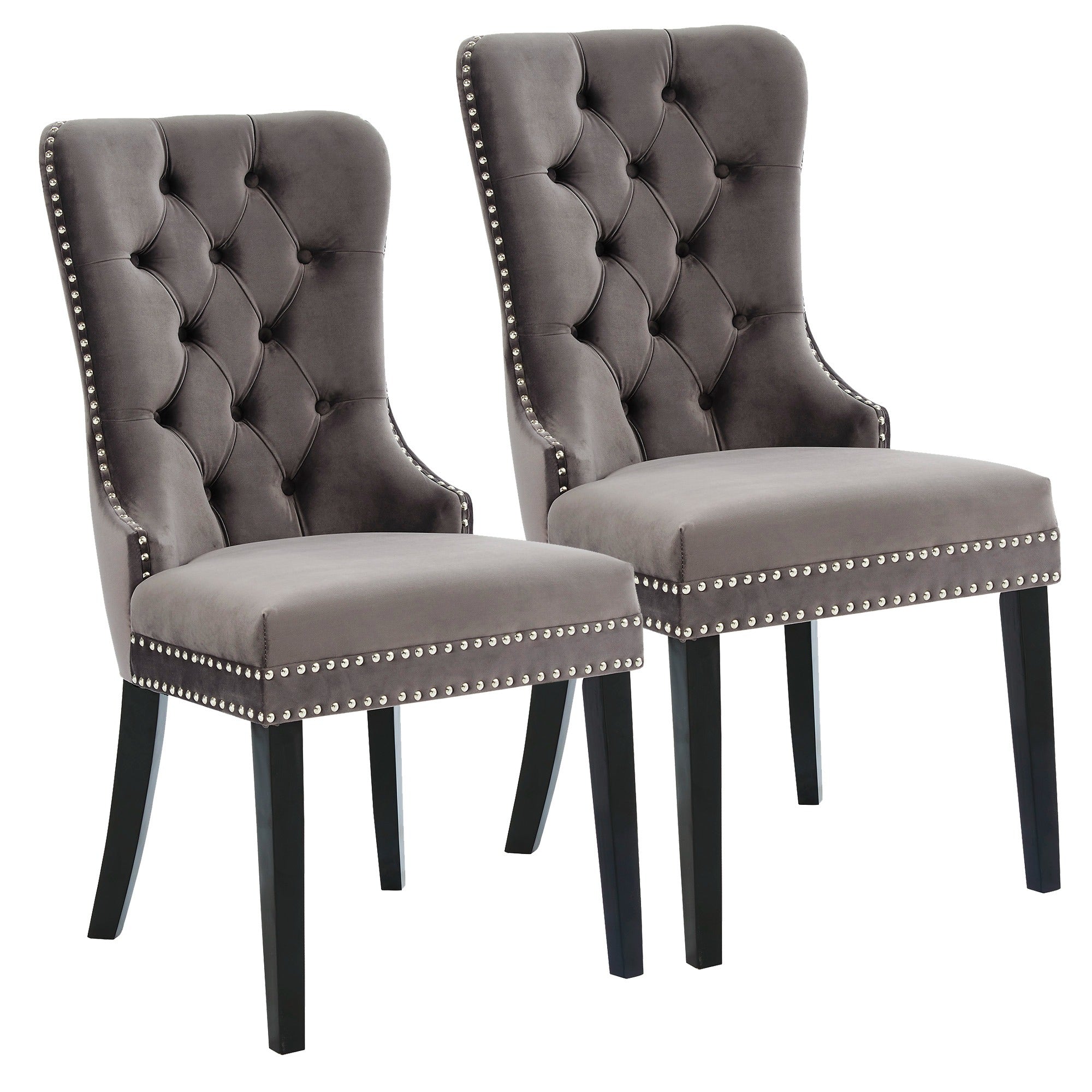 Rizzo Dining Chair, Velvet, Set of 2 in Black