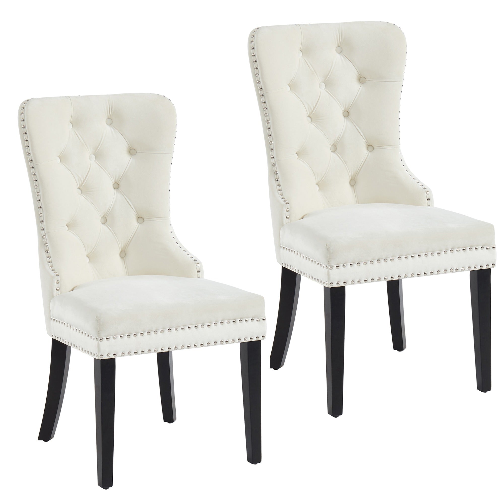 Rizzo Dining Chair, Velvet, Set of 2 in Black