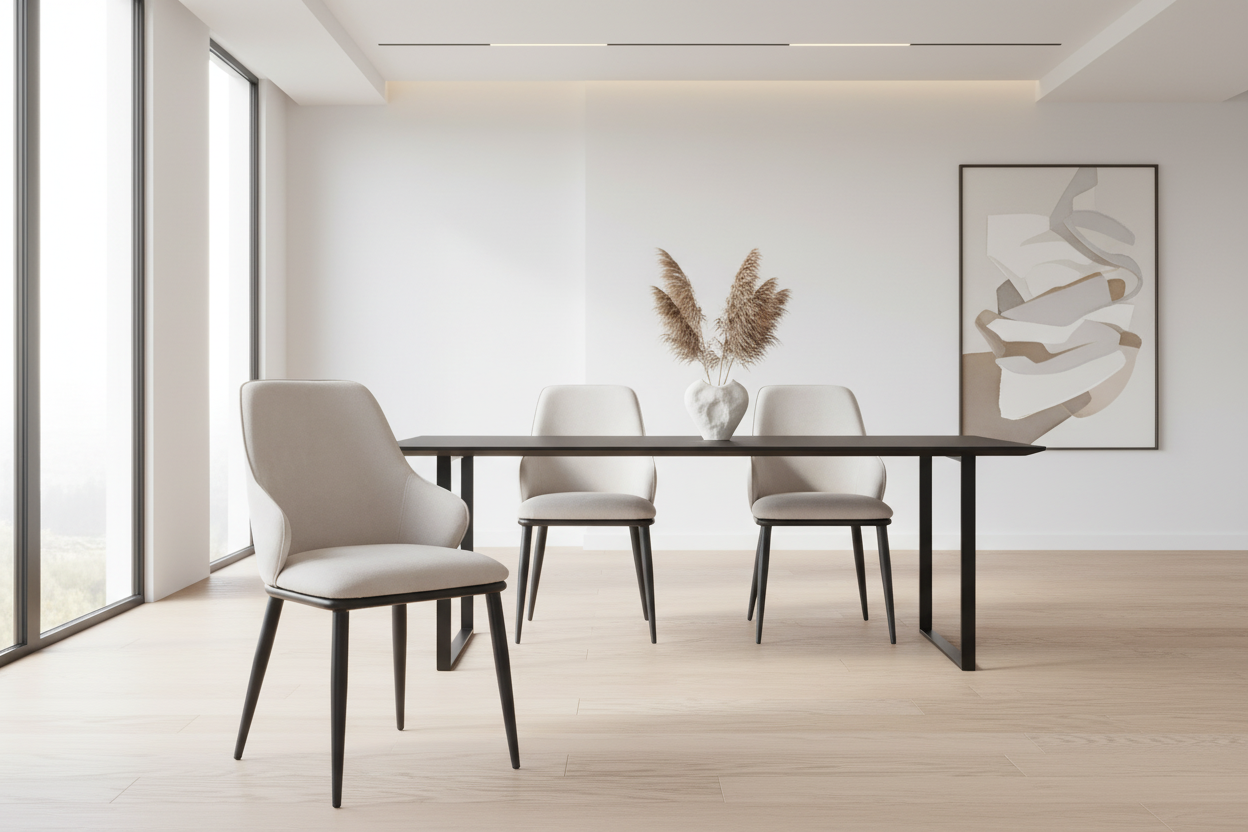 Chaises de salle à manger Kash, lot de 2, en tissu beige et noir