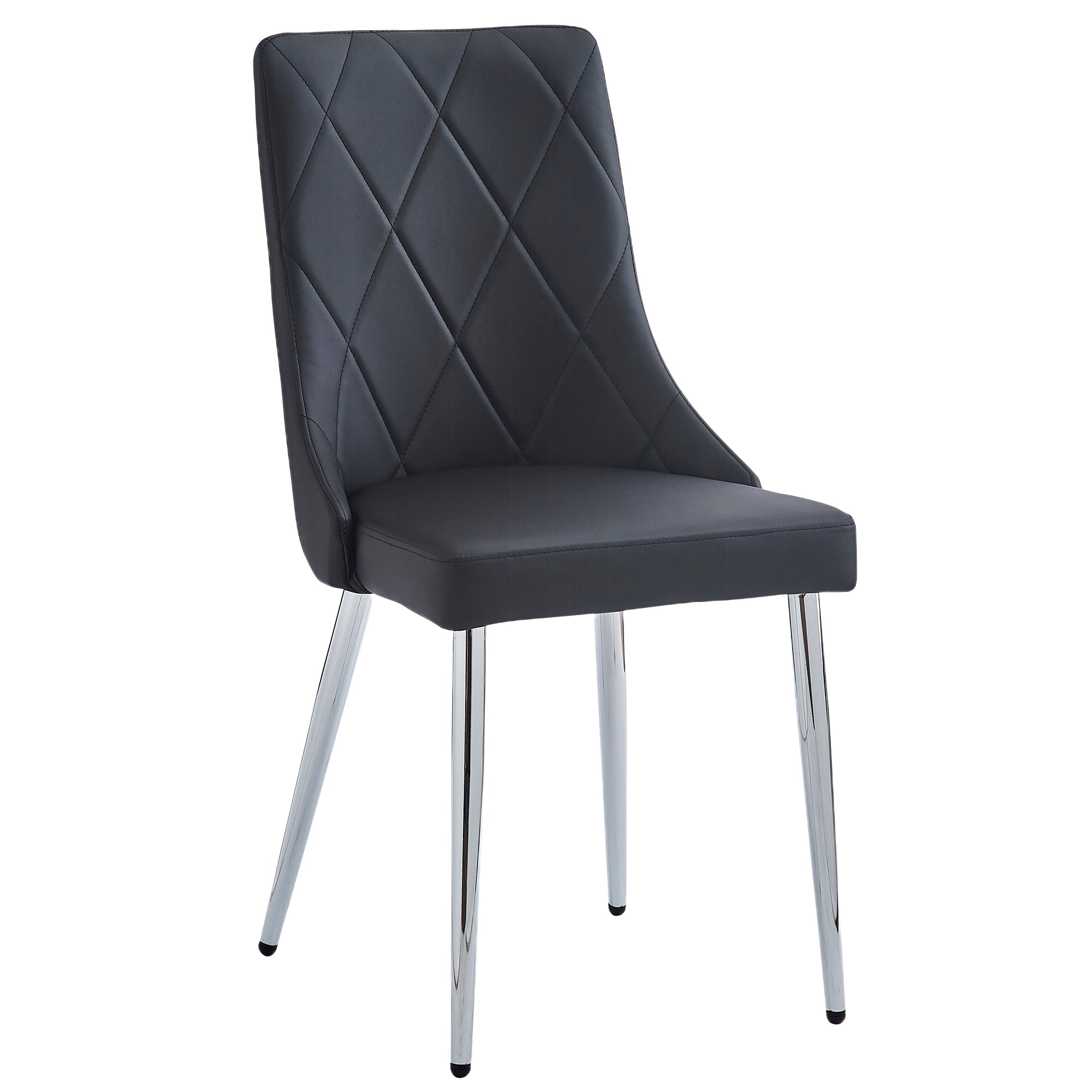 Devo Dining Chair, Set of 2 in Black and Chrome