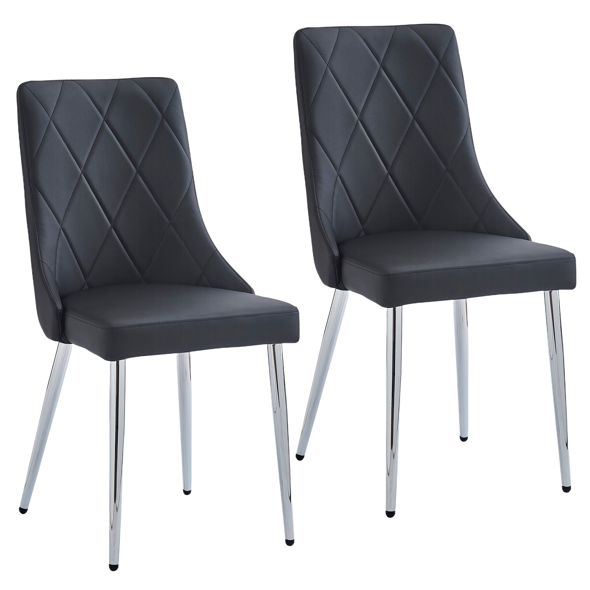 Devo Dining Chair, Set of 2 in Black and Chrome