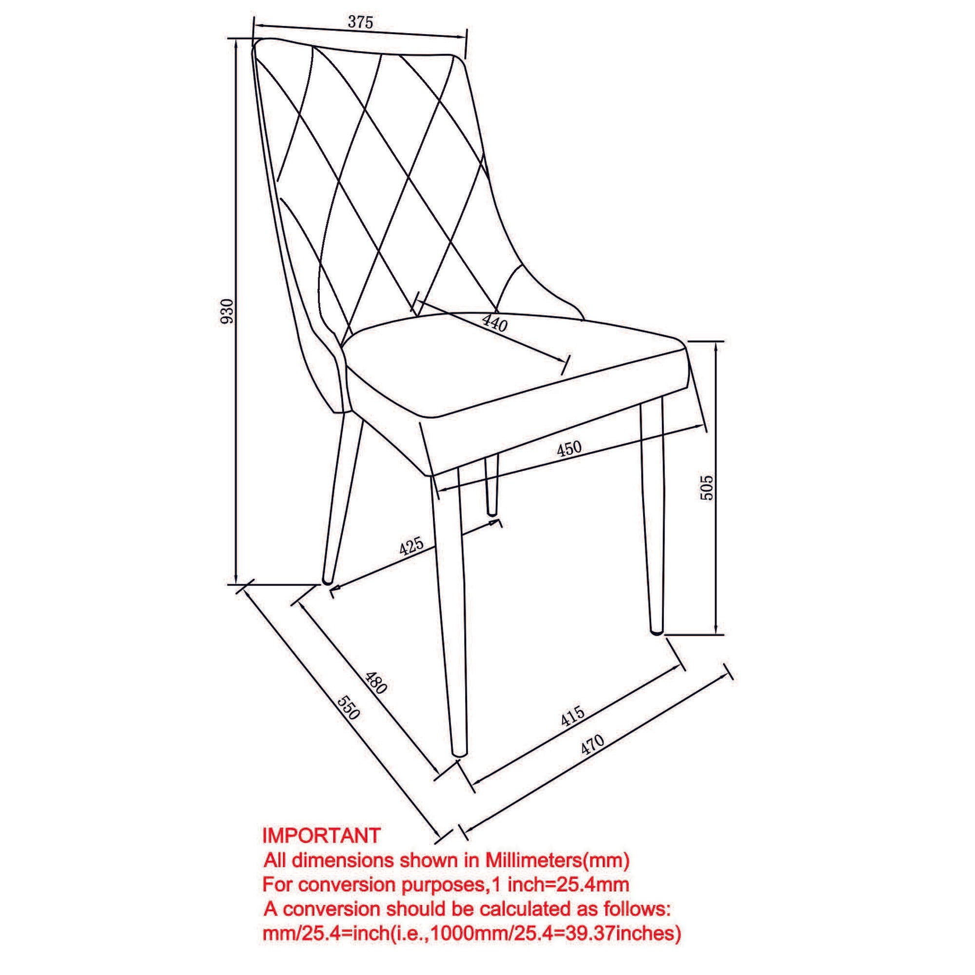 Devo Dining Chair, Set of 2 in Black and Chrome