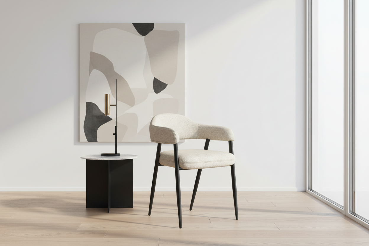 Chaise de salle à manger Archer, lot de 2, en tissu beige et noir