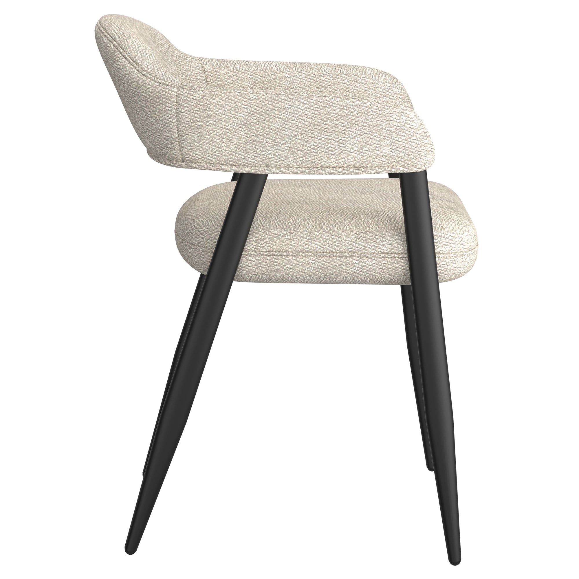 Archer Dining Chair, Set of 2, in Beige Fabric and Black