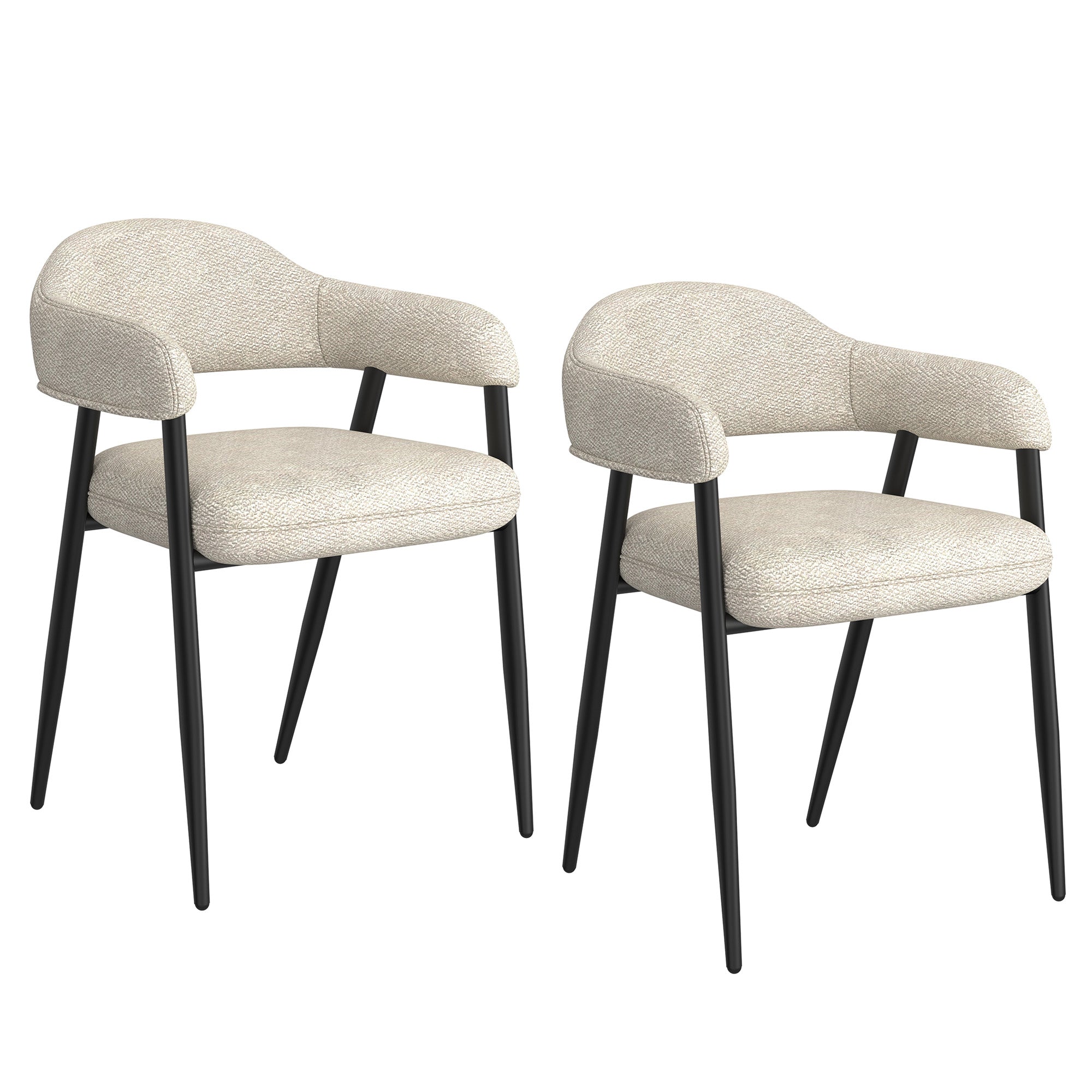 Archer Dining Chair, Set of 2, in Beige Fabric and Black