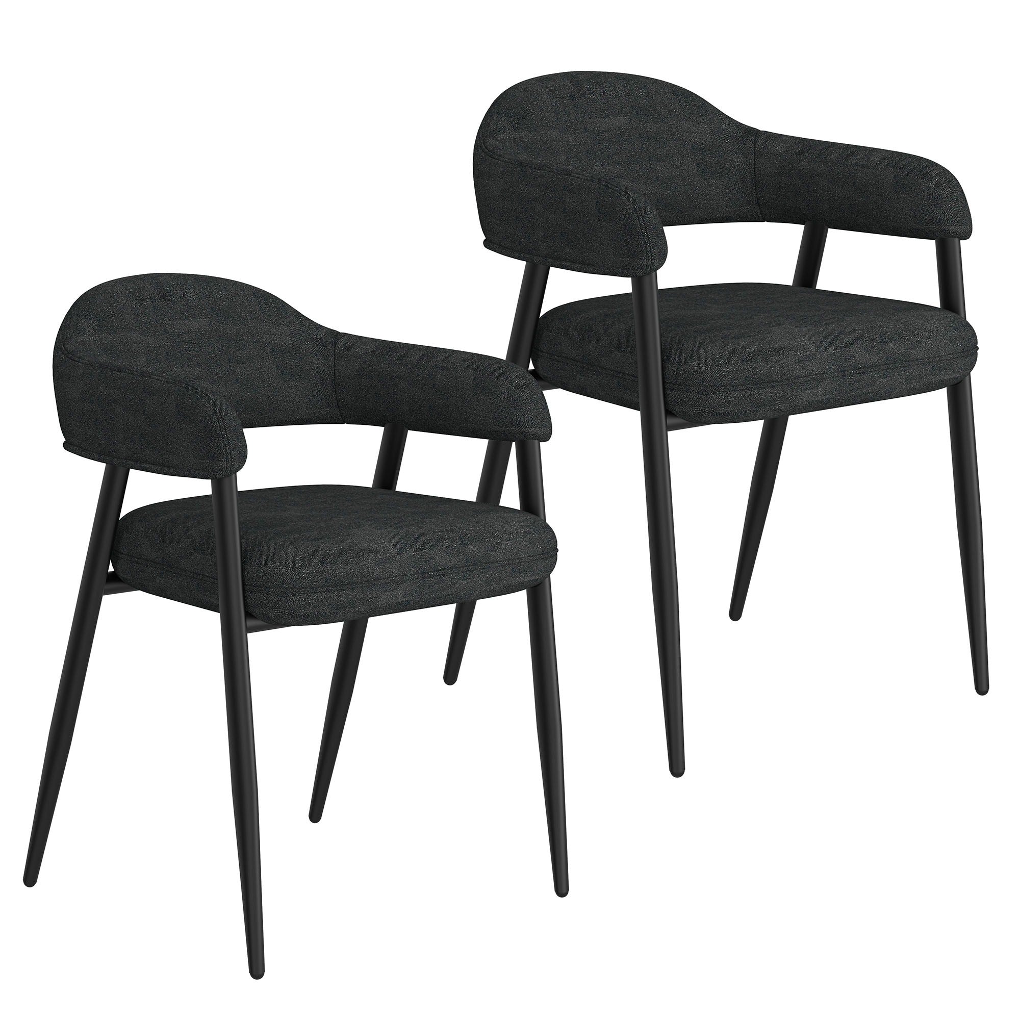 Archer Dining Chair, Set of 2, in Beige Fabric and Black