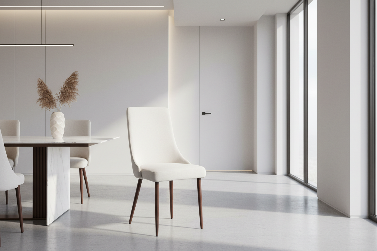 Chaises de salle à manger en tissu Cora, lot de 2, beige et noyer