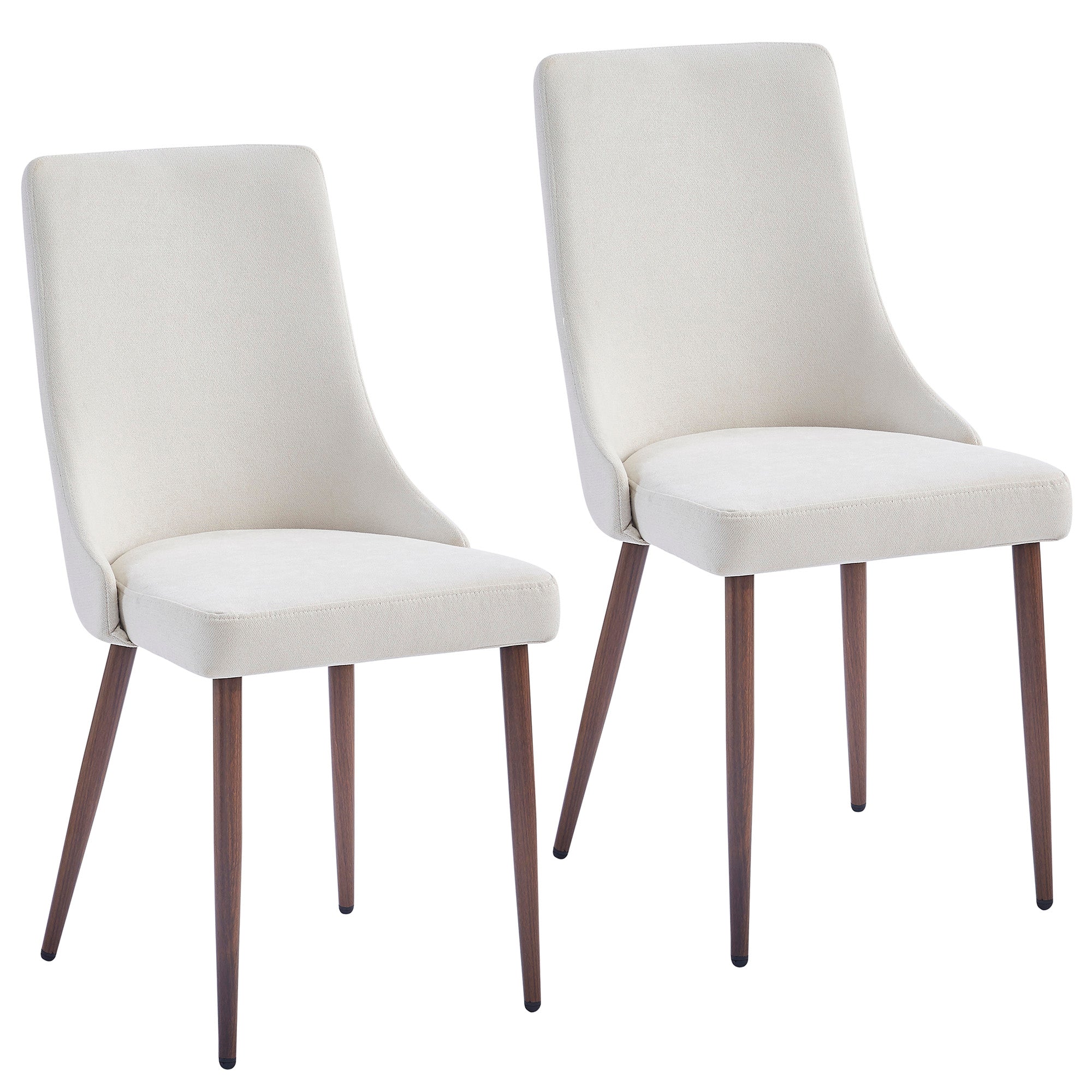 Cora Fabric Dining Chair, Set of 2 in Beige and Walnut